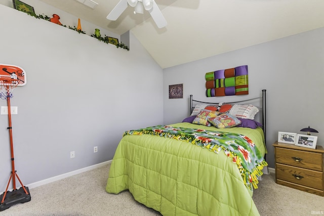 bedroom featuring vaulted ceiling and ceiling fan