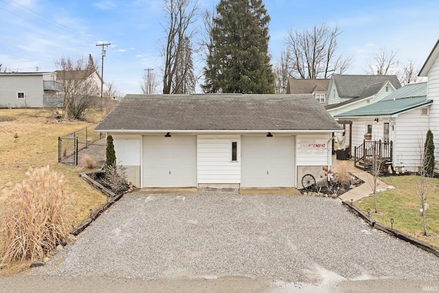 exterior space with a garage