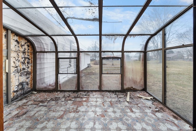 view of unfurnished sunroom