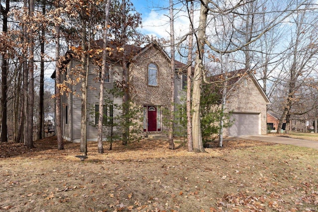 front facade with a garage