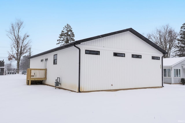 view of snow covered property