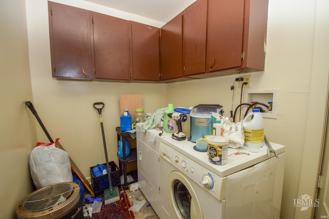 laundry room with cabinets and independent washer and dryer