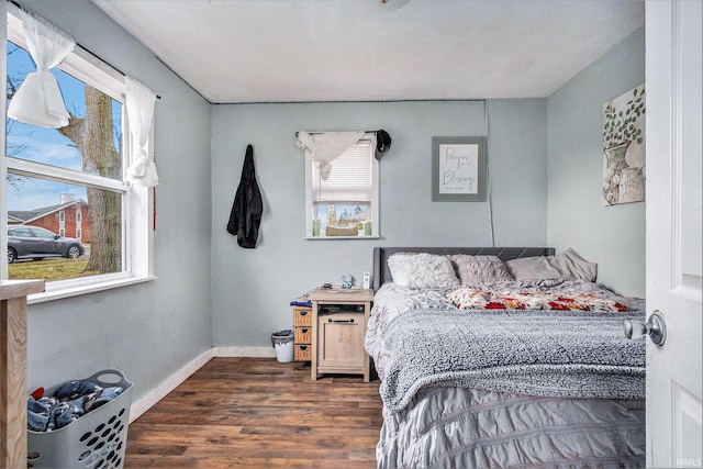 bedroom featuring dark hardwood / wood-style floors