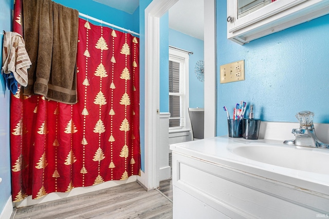 bathroom with sink and hardwood / wood-style floors