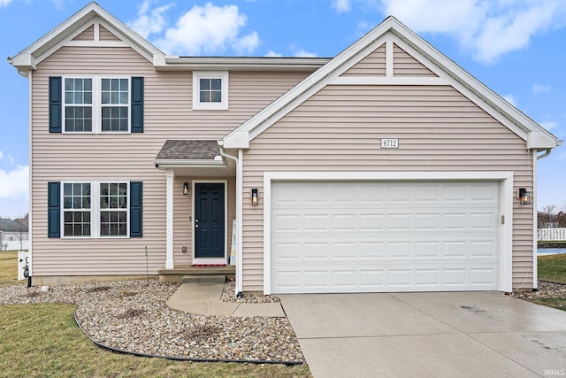 view of front of home with a garage