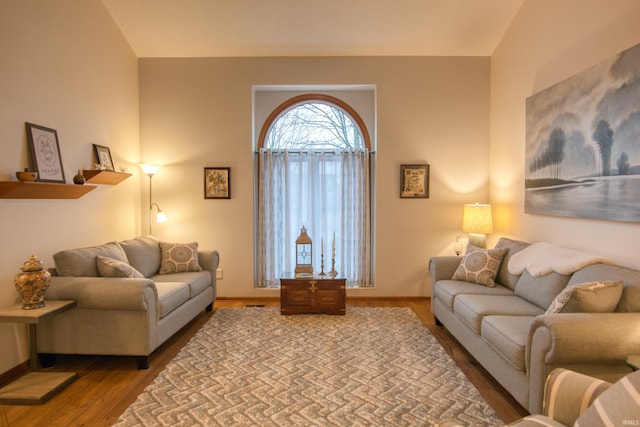 living room with hardwood / wood-style flooring