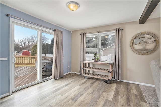 interior space with light hardwood / wood-style floors