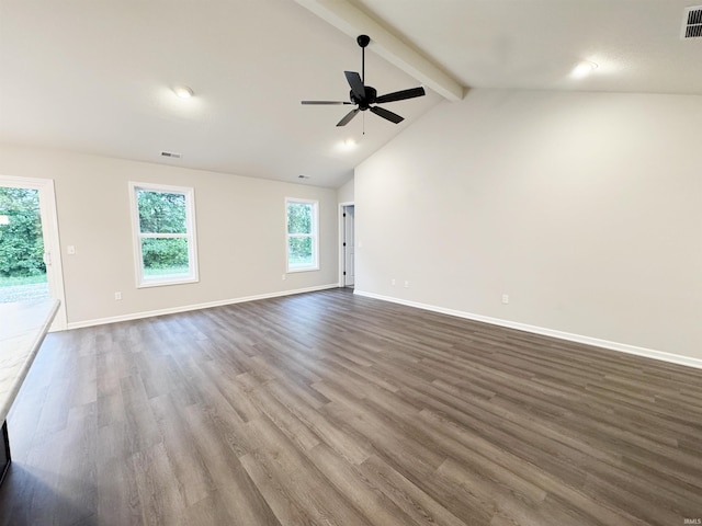 14812 Verona Lakes Psge, Fort Wayne, IN 46814 - spare room with beam ceiling, plenty of natural light, ceiling fan, dark wood-type flooring, and baseboards