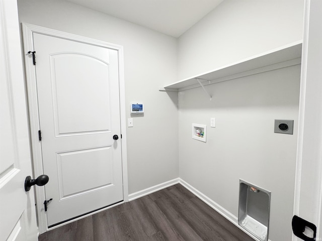 14812 Verona Lakes Psge, Fort Wayne, IN 46814 - laundry room featuring washer hookup, dark wood-type flooring, baseboards, and electric dryer hookup