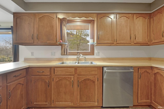 kitchen with sink and stainless steel dishwasher