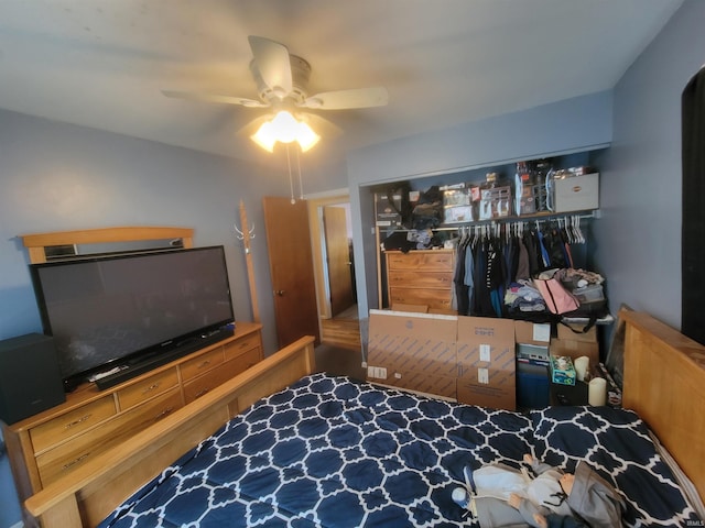 interior space featuring ceiling fan