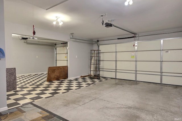 garage with a garage door opener