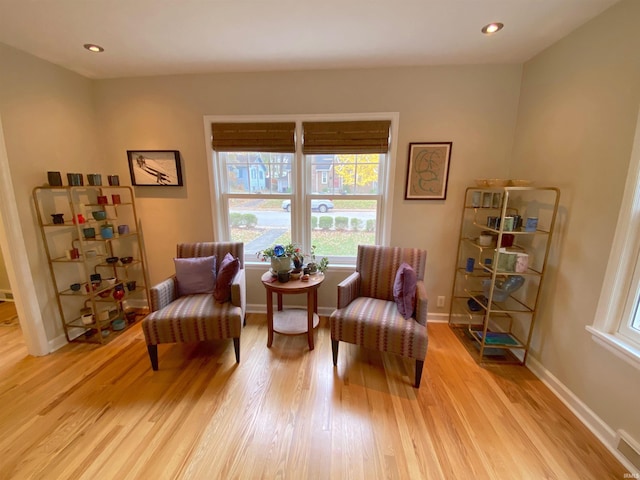 living area featuring light hardwood / wood-style floors