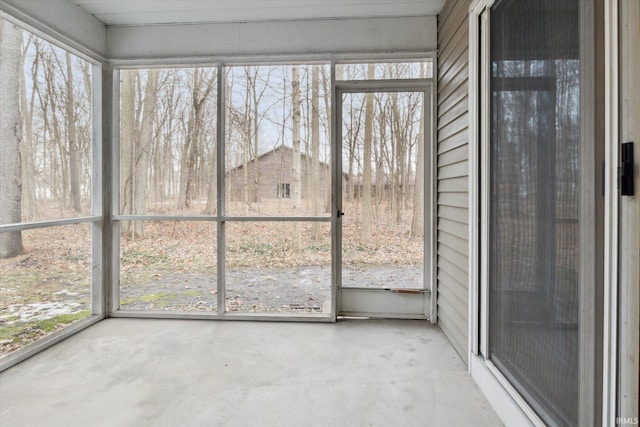 view of unfurnished sunroom