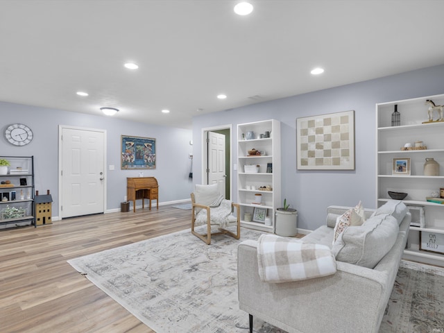 living room with light wood-type flooring