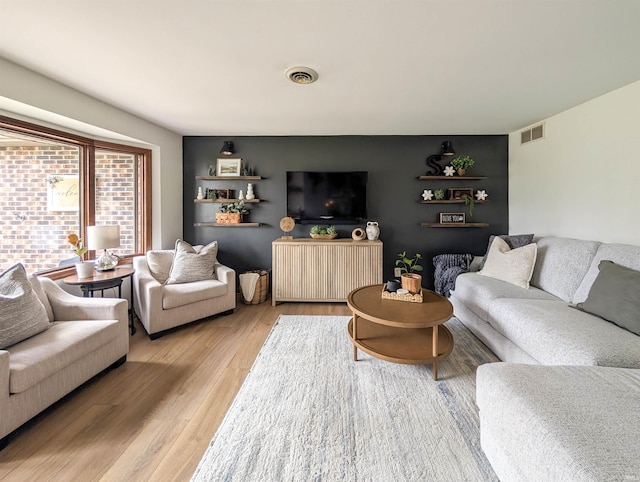 living room featuring light hardwood / wood-style floors