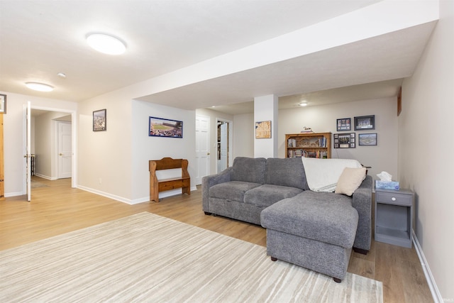 living room featuring light wood-type flooring