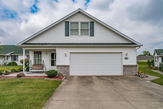 view of front of house with a front yard and a porch