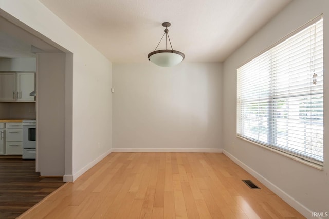 unfurnished dining area with hardwood / wood-style flooring