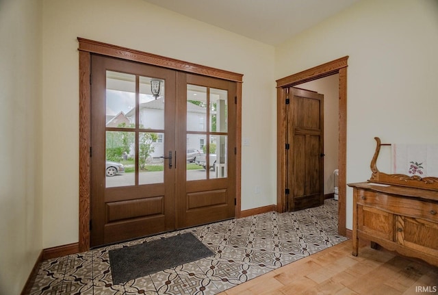 entryway featuring french doors