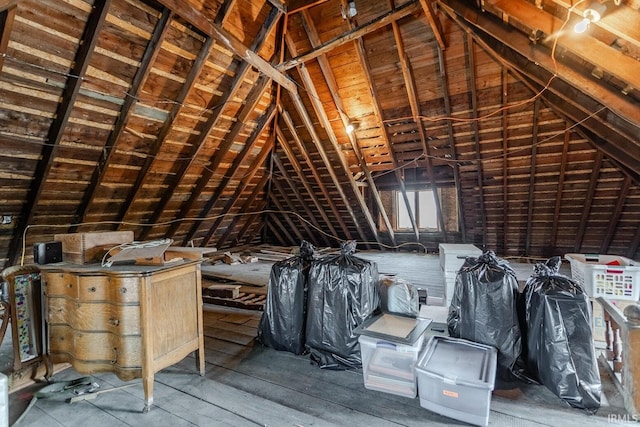 view of unfinished attic