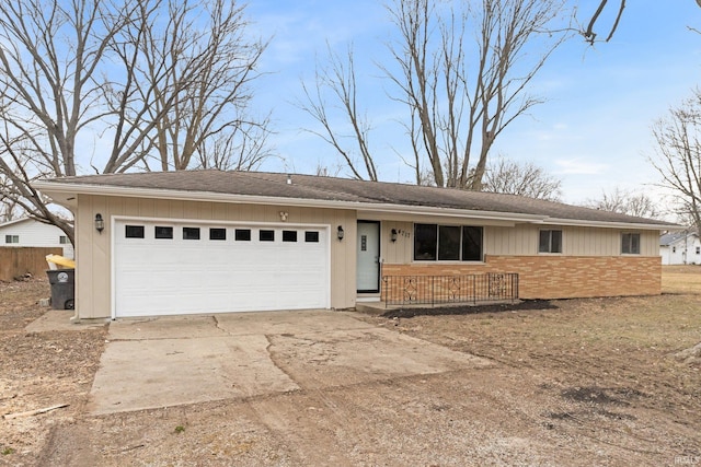 ranch-style home with a garage