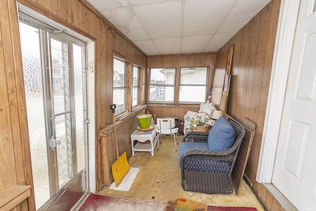 sunroom with a drop ceiling