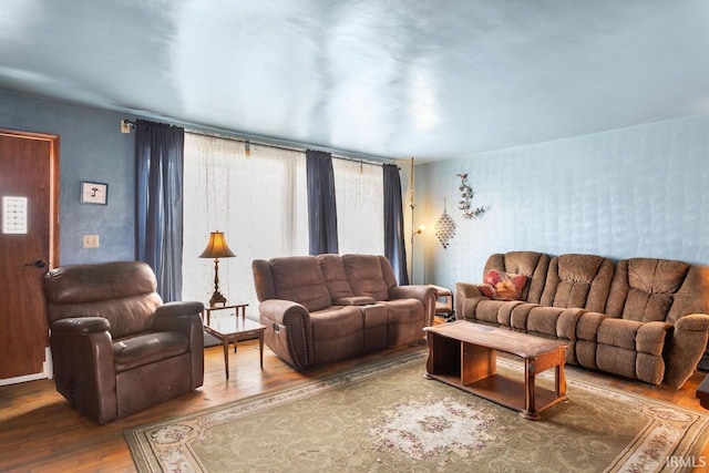 living room with hardwood / wood-style floors