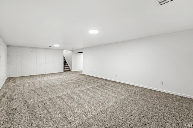 basement with carpet