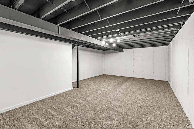 basement featuring carpet floors