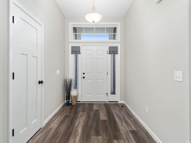 foyer entrance with dark wood-type flooring