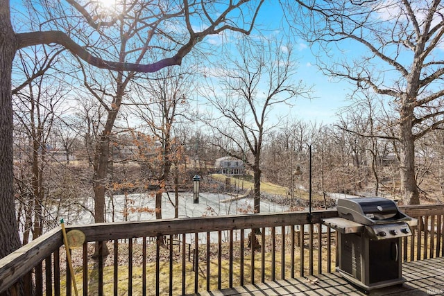 wooden deck with a water view