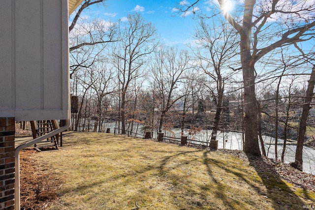 view of yard featuring a water view