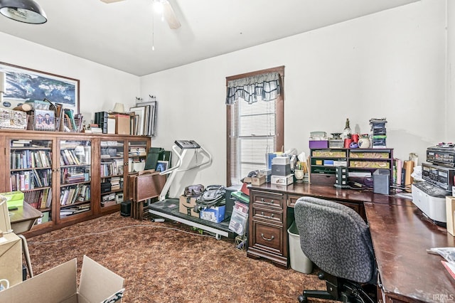 home office featuring ceiling fan