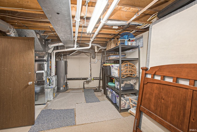 basement with gas water heater