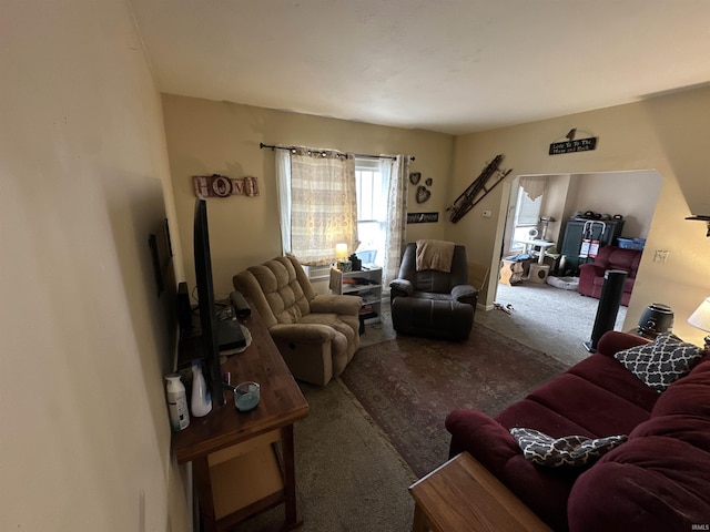 view of carpeted living area