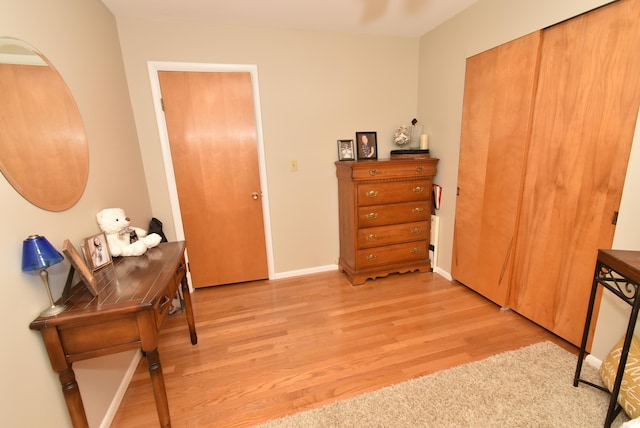 interior space with light hardwood / wood-style floors