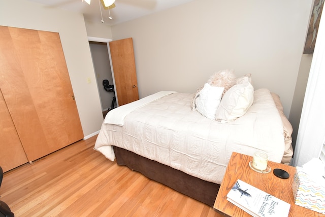 bedroom with light hardwood / wood-style flooring