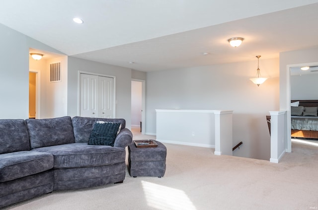 living room with carpet