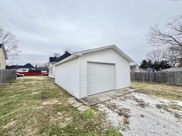 garage with a yard