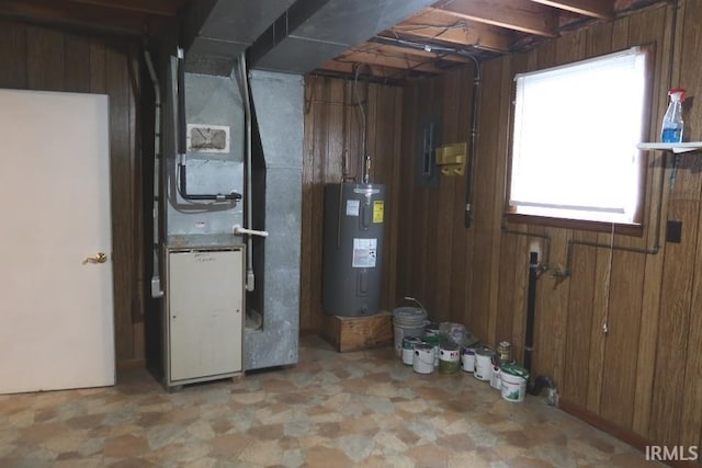 utility room with water heater