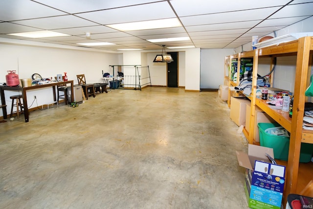 basement with a drop ceiling