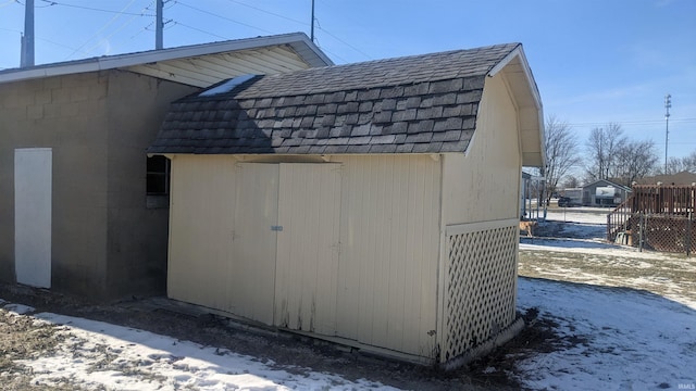 view of snow covered structure