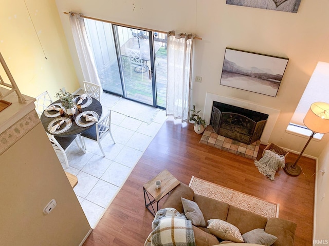 living room featuring light wood-type flooring