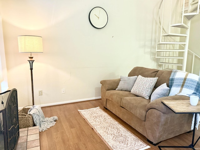 living room with wood-type flooring