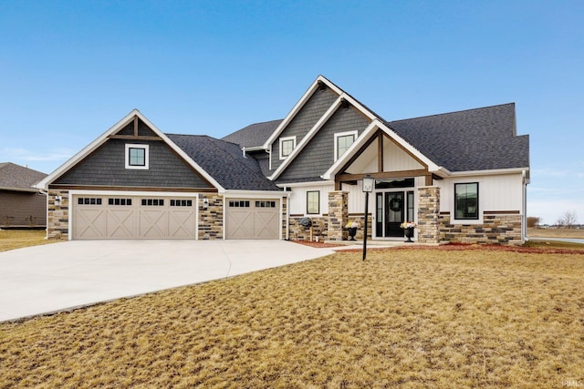 craftsman-style house with a front lawn