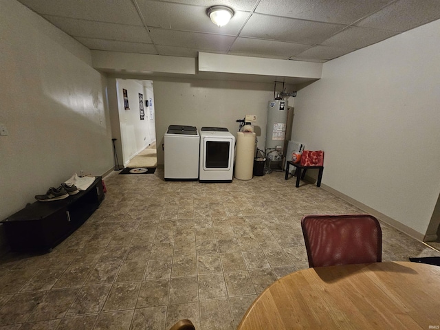 washroom featuring washer and dryer and water heater