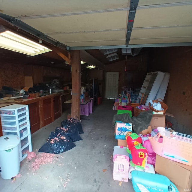 garage with a garage door opener