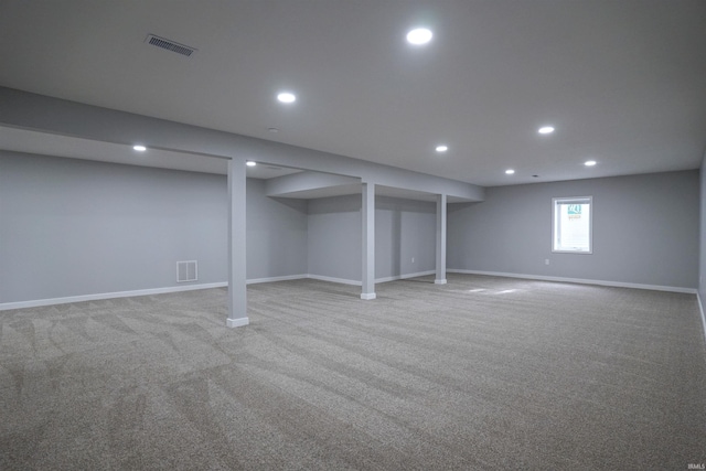 basement featuring carpet floors