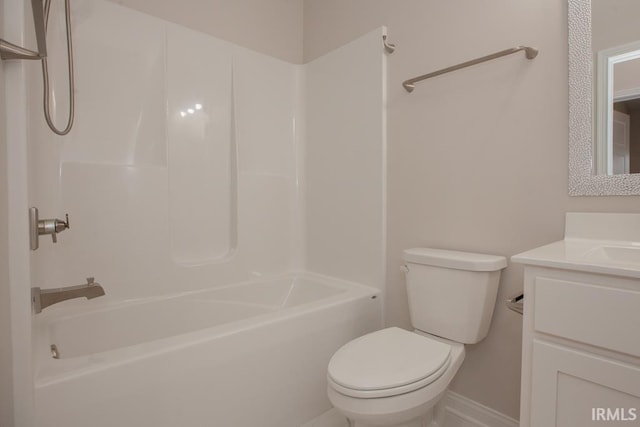 full bathroom with vanity, toilet, and shower / bath combination